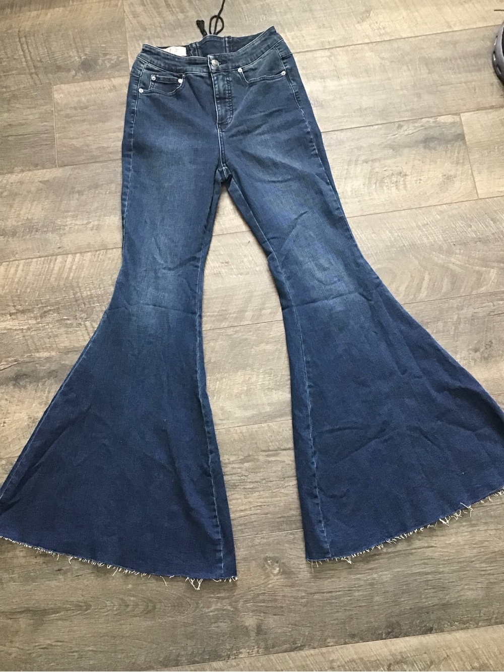 We The Free Ma Cherie Dark Blue High-Waist Wide-Leg Flare Jeans